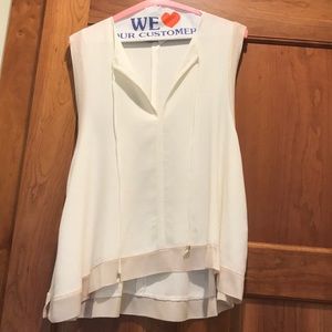 Silk cream sleeveless blouse